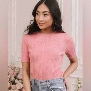 Rachel parcell pink ribbed tee